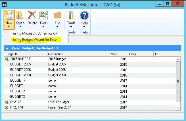 Select "using Budget Wizard for Excel"