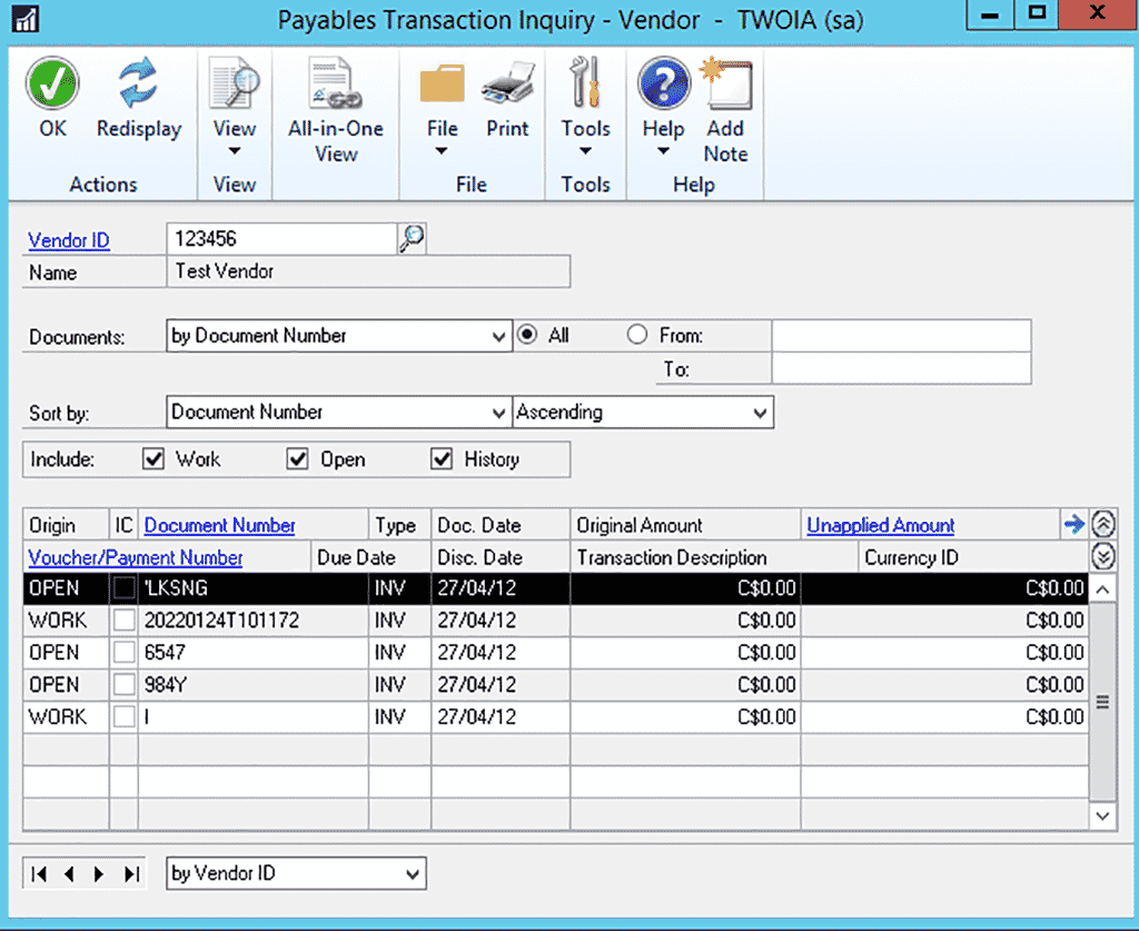Dynamics GP Shortcuts for Displaying Currency Payables Transaction Window 0
