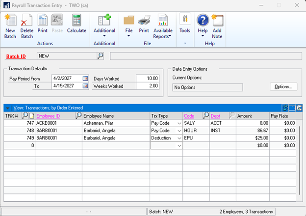 Copy-Paste Function in Dynamics GP Payroll Employee ID