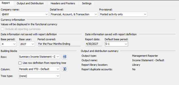 Account Categories in Dynamics GP Report Definition