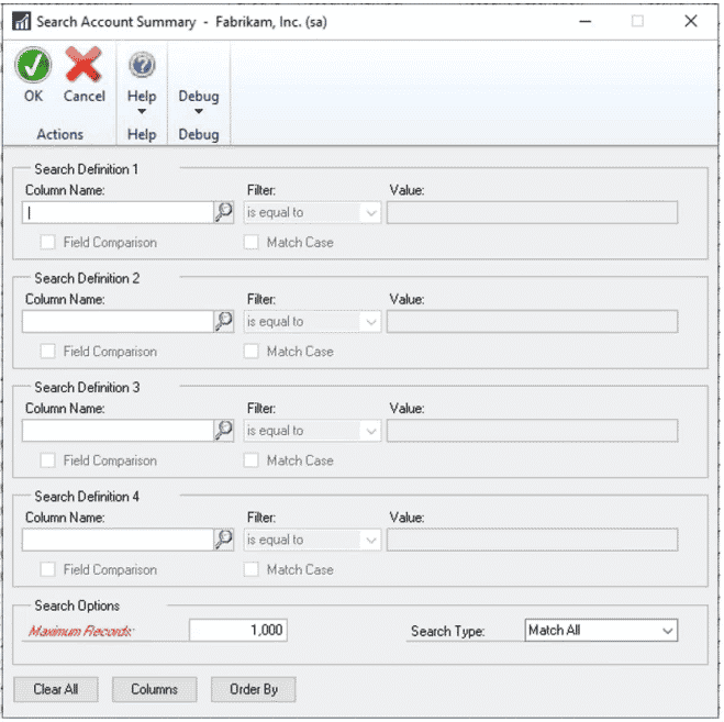 SMARTLISTS IN DYNAMICS GP SEARCH AND FILTER WINDOW