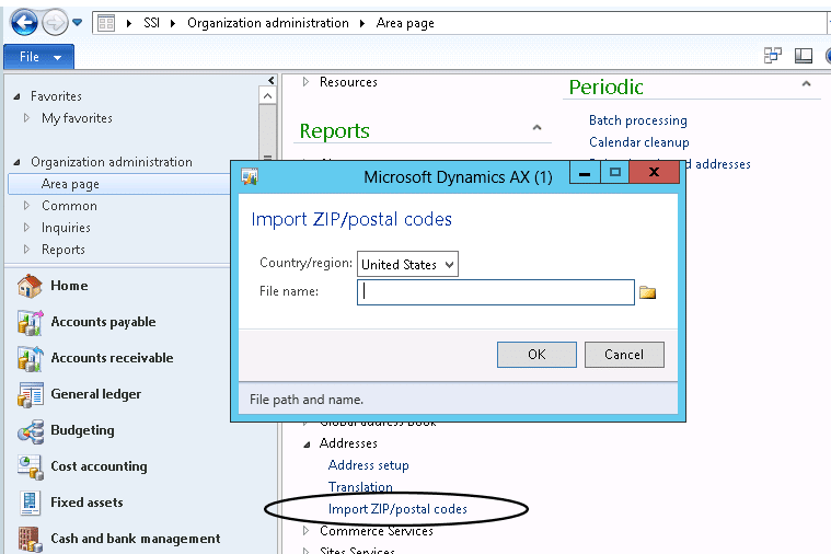 Importing address information into dynamics ax 2012
