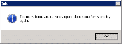 Too Many Forms are Currently Open