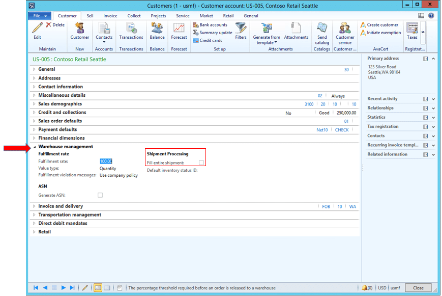 Fill entire shipment in dynamics ax warehouse management