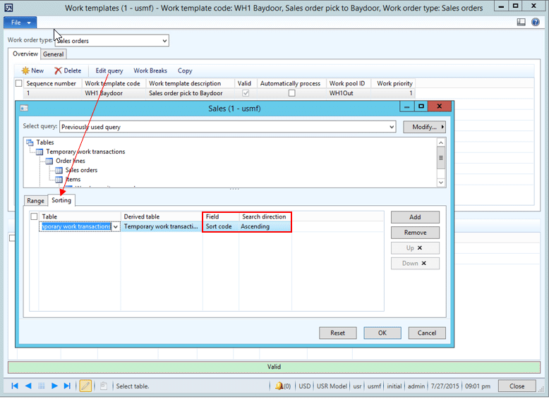 How to sort sales picking work by location in warehouse management in dynamics ax 2012 r3