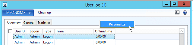 User Log Personalize