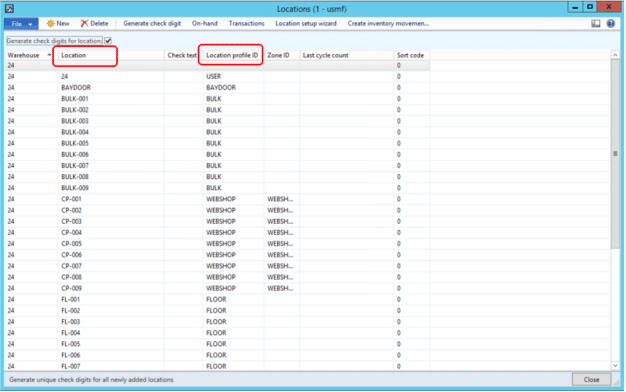 Missing or incorrect locations on outbound picking in dynamics ax 2012 r3 warehouse management