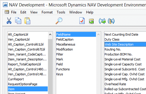 New Field Name in Dynamics NAV 