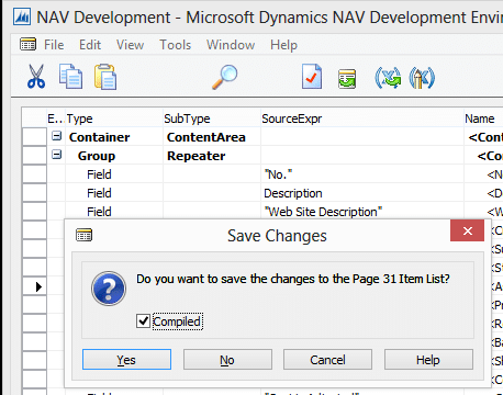 Save Changes in Dynamics NAV