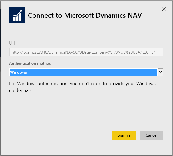 Connect to Dynamics NAV
