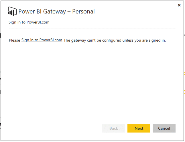 Power BI Gateway Personal