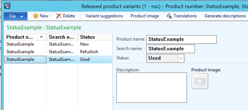 Released Product variants in Dynamics AX