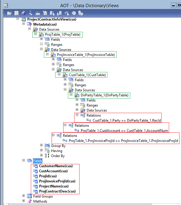 How to use a view to simplify working with query classes in dynamics ax