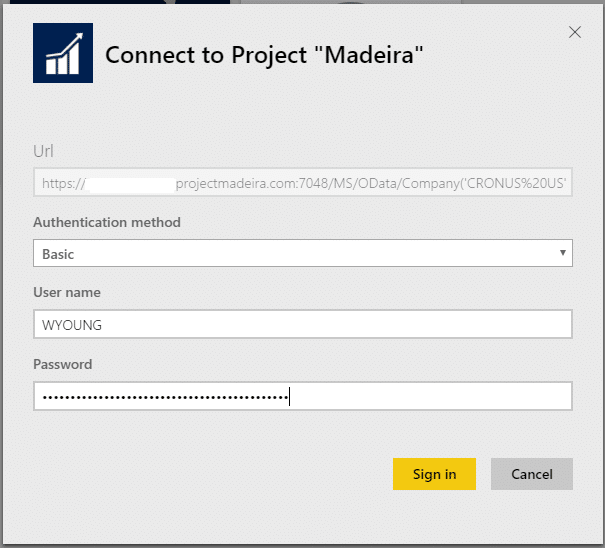 Connect to Project Madeira in Power BI