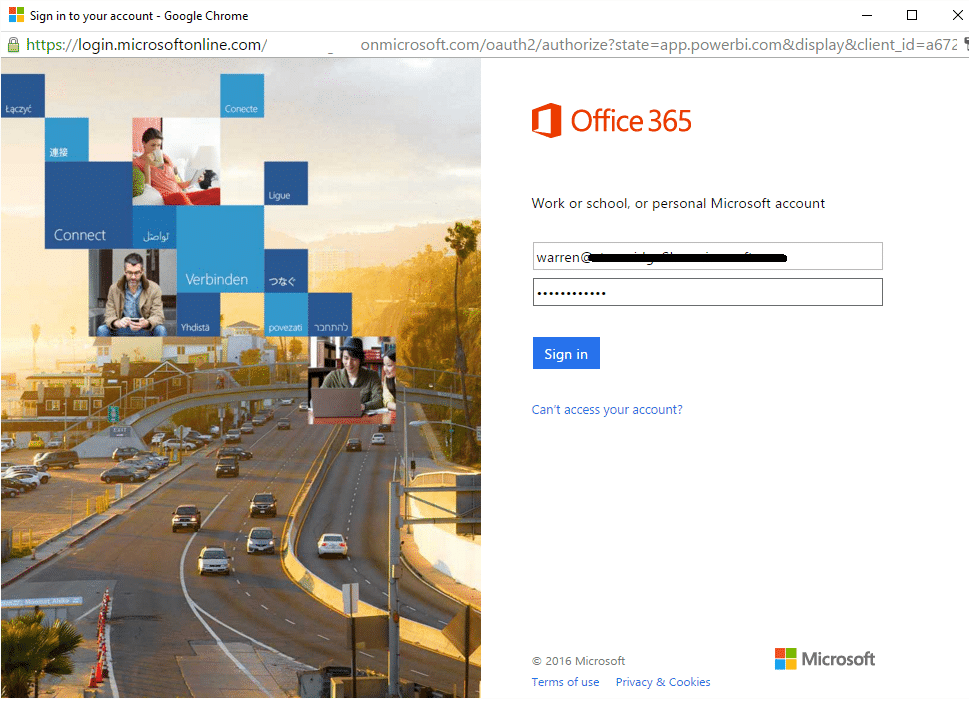 Power BI login Office 365
