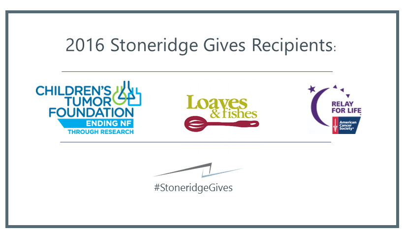 Three nonprofits benefit from stoneridge gives 2016