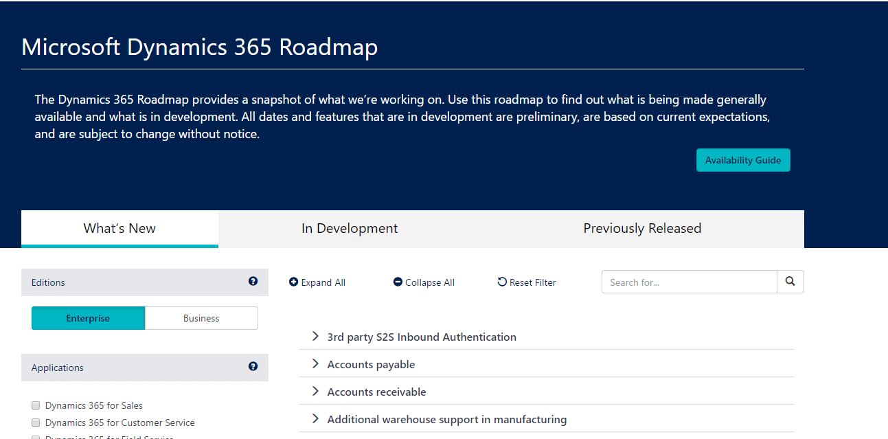 Microsoft dynamics 365 roadmap site – a helpful perspective