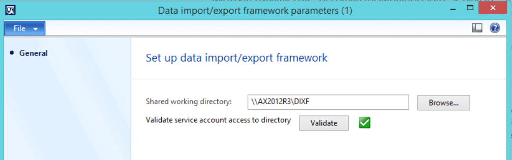 Data import/export framework parameters