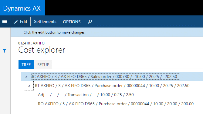 Cost Explorer Tree from Sales Order Issue
