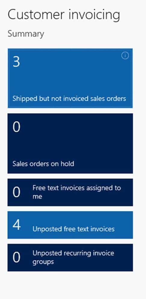 3 shipped but not invoiced sales orders, and 4 unposted free text invoices, no sales orders on hold.