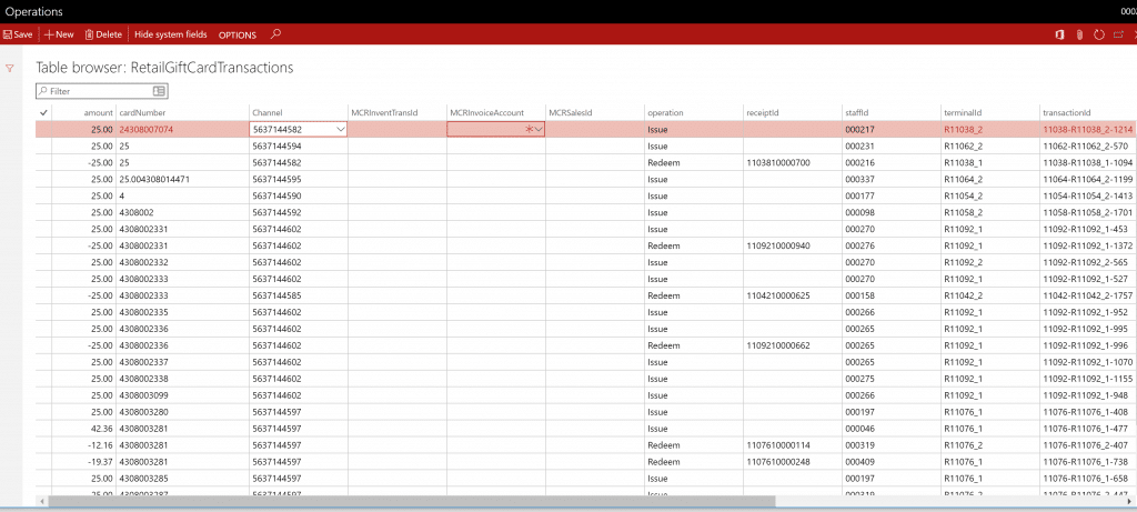 Table data display from table search in Dynamics 365 for Operations