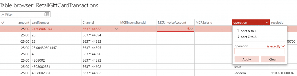 Sort fields in table browser Dynamics 365 for Operations