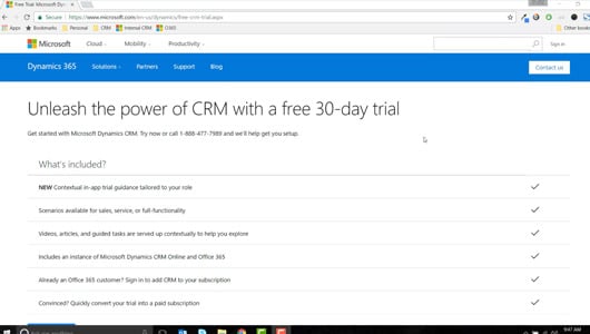 Setting up a trial of dynamics 365