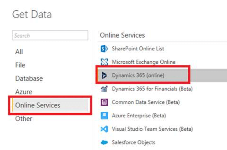 Select online Services - Dynamics 365 online