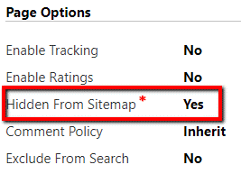 Mark "yes" next to "Hidden From Sitemap."