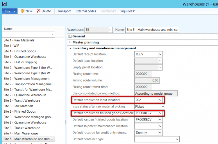 Production order backflushing using a warehouse management enabled warehouse in dynamics ax