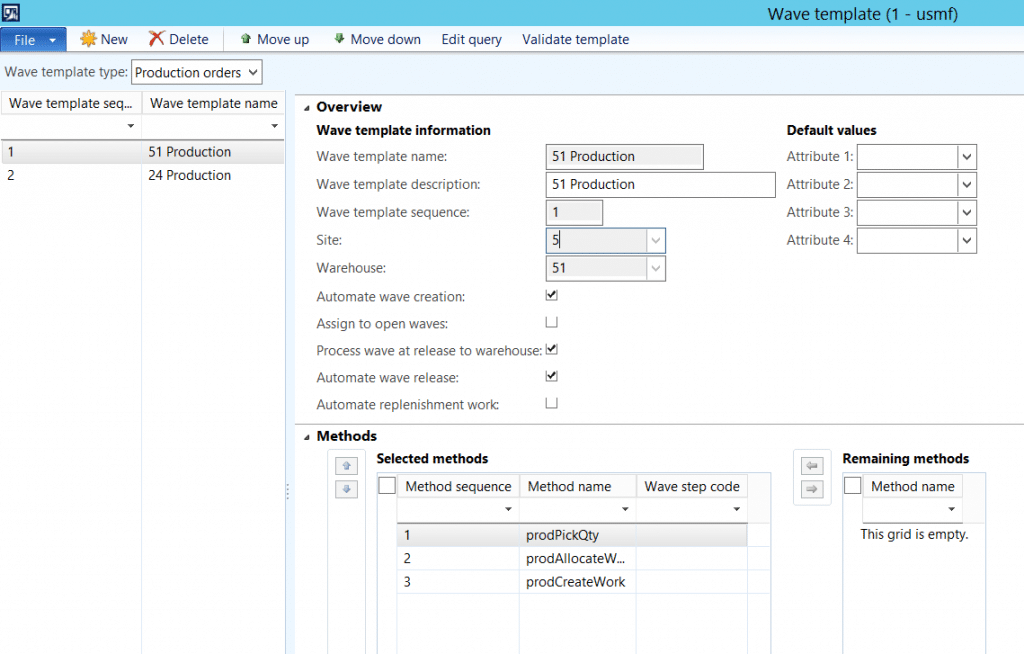 Production Wave Template Setup in Dynamics AX