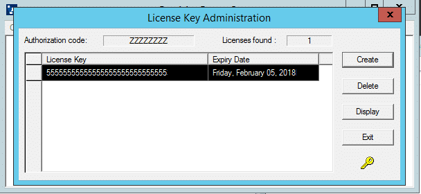 License key administration in PrecisionForms Server.