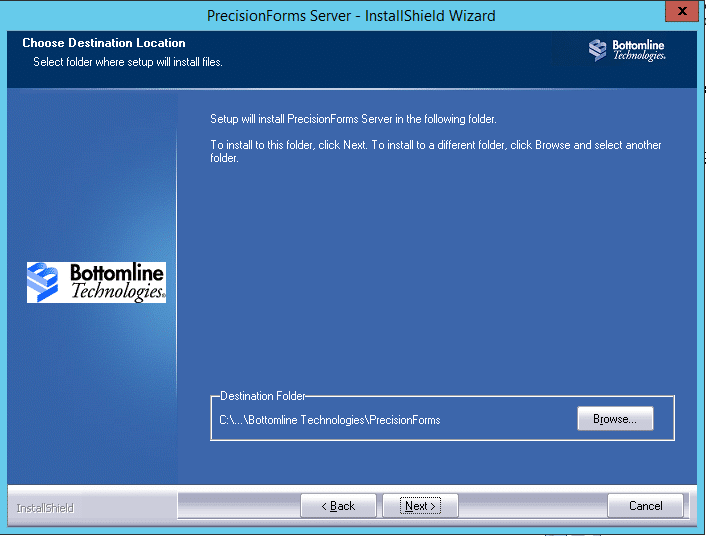 Specify the application install directory on PrecisionForms installer.