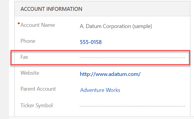 Improved indication of a blank field with the new user interface (UI) in Dynamics 365 CRM.