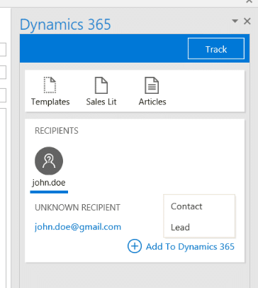 Dynamics 365 App for Outlook