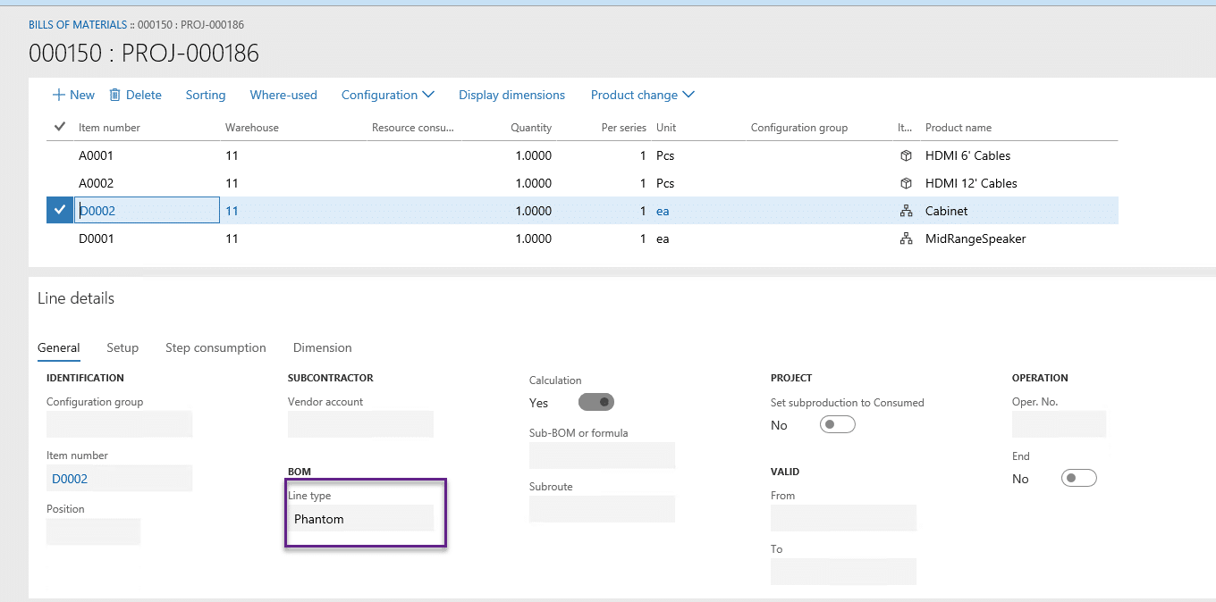 Reduce production orders when using projects in dynamics 365 finance and operations