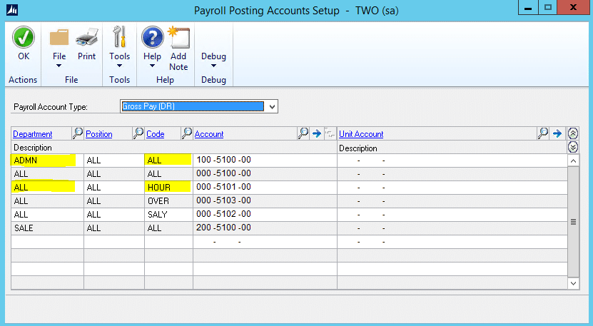 The advantage of payroll posting accounts in microsoft dynamics gp