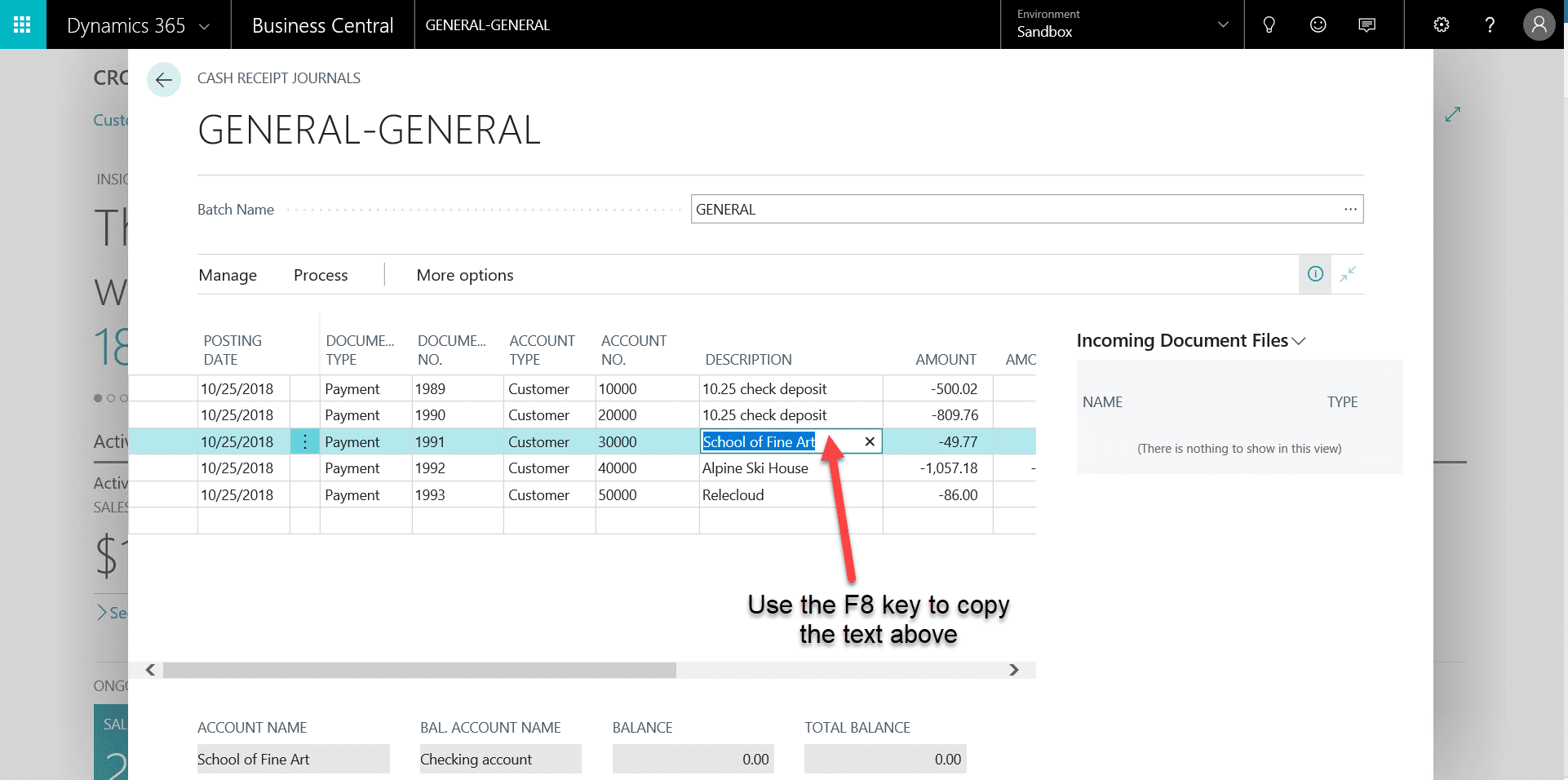 Hotkey highlight: update fields in business central with the f8 key