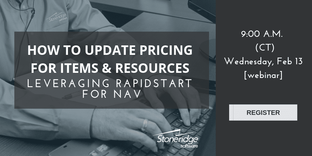 How to update pricing for items & resources leveraging rapidstart for nav