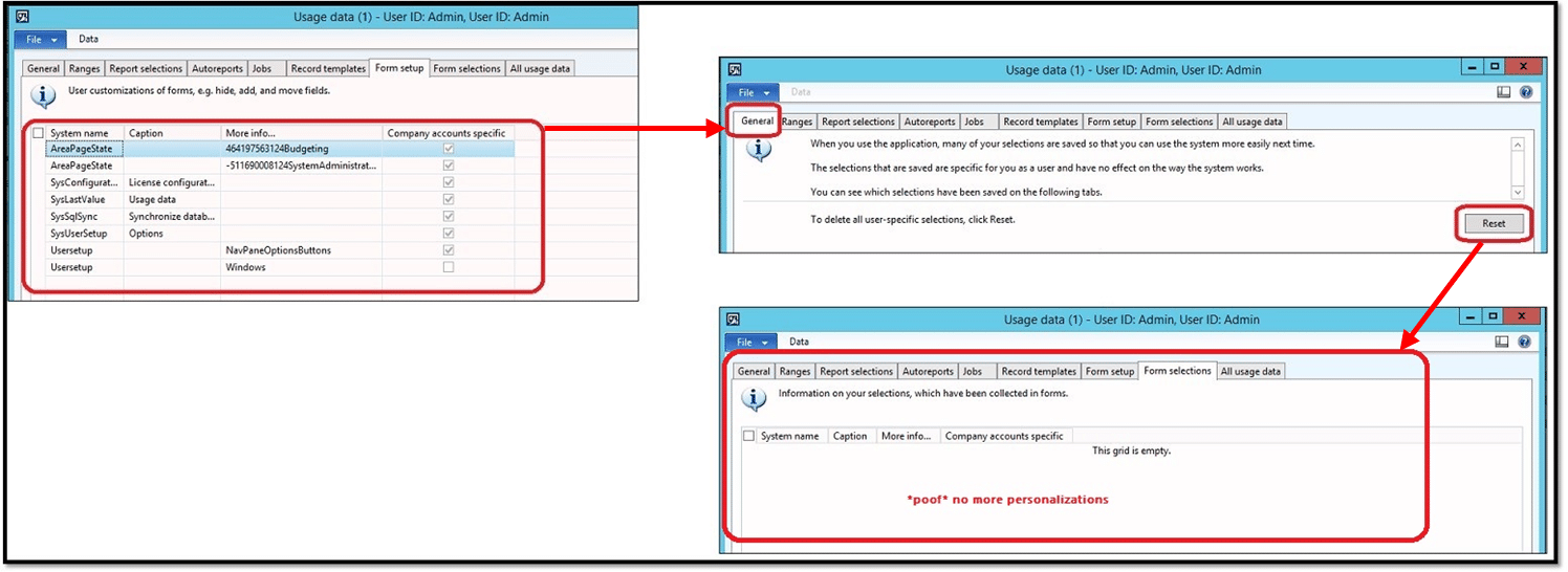 How to clear usage data or personalizations in dynamics 365 finance and operations