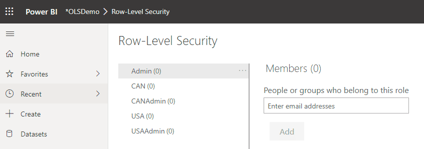 Power BI Object Level Security - Row Level Security