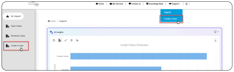 Stoneridge Support Portal Create a new case