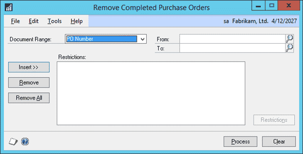 Dynamics GP Transaction Removal: Purchase Orders