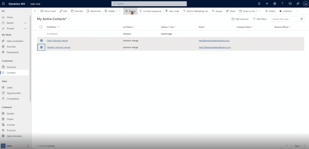 Dynamics 365 CRM - Merge Contacts