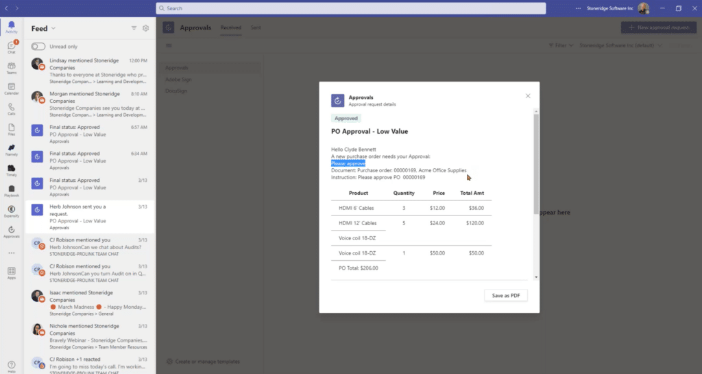 Dynamics 365 Finance and Operations Workflows Approve from Microsoft Teams