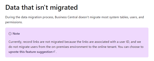 Record Links Data from Dynamics NAV Data isnt migrated