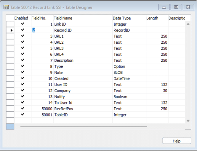 Record Links Data from Dynamics NAV Notes custom table