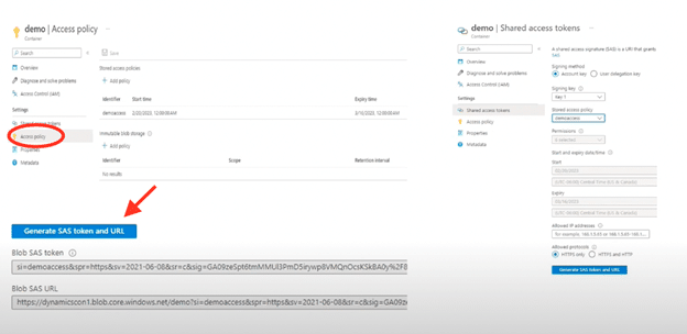 set up access policies and shared access tokens in Azure