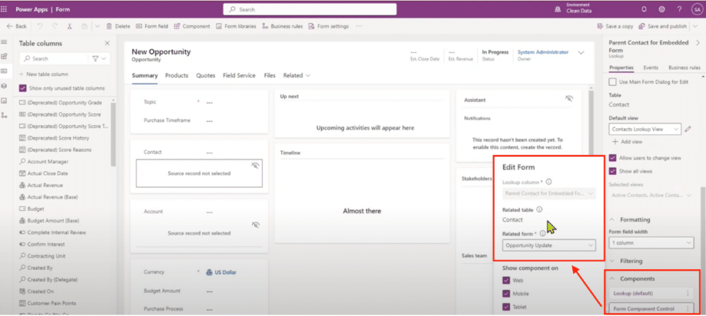Embedded Forms in Dynamics 365 Sales edit form