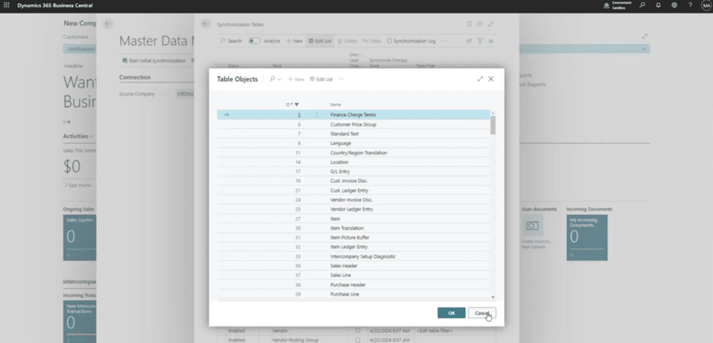 Master Data Management in D365 BC add tables